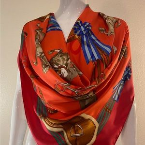 Vintage Red Jumping Hermes Scarf